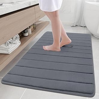 Buganda Memory Foam Bath Mat, 47" x 32", Ultra Soft and Non-Slip Bathroom Rugs, Water Absorbent and Machine Washable Bath Rug Runner for Bathroom, Shower, and Tub, Dark Grey