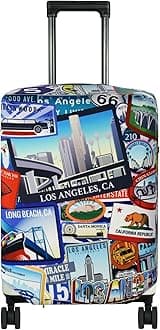 Washable Luggage Cover - Fashion Suitcase Protector Fits 27-30 Inch Luggage (Travel Location, L)