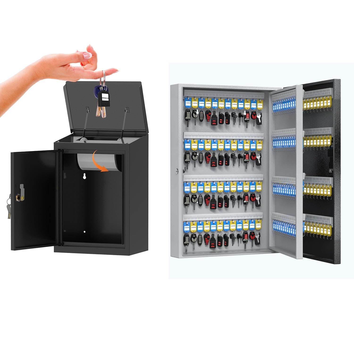 192 Key Box with Key Drop Box, Smart Key Cabinet Key Return Kit for Automotive,ecurity Lockbox Organizer for Valets, Hotels, Car, Office Key Management & Storage