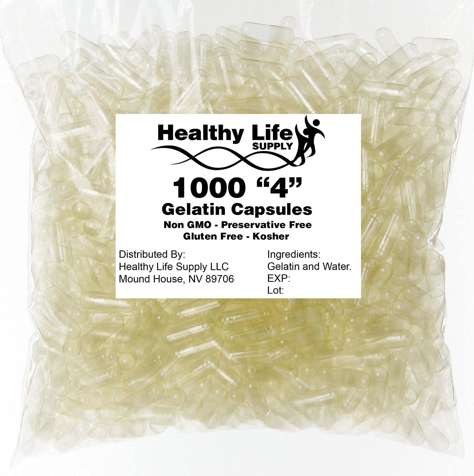 Empty Gelatin Capsules - 1000 Size"4" Bulk Wholesale