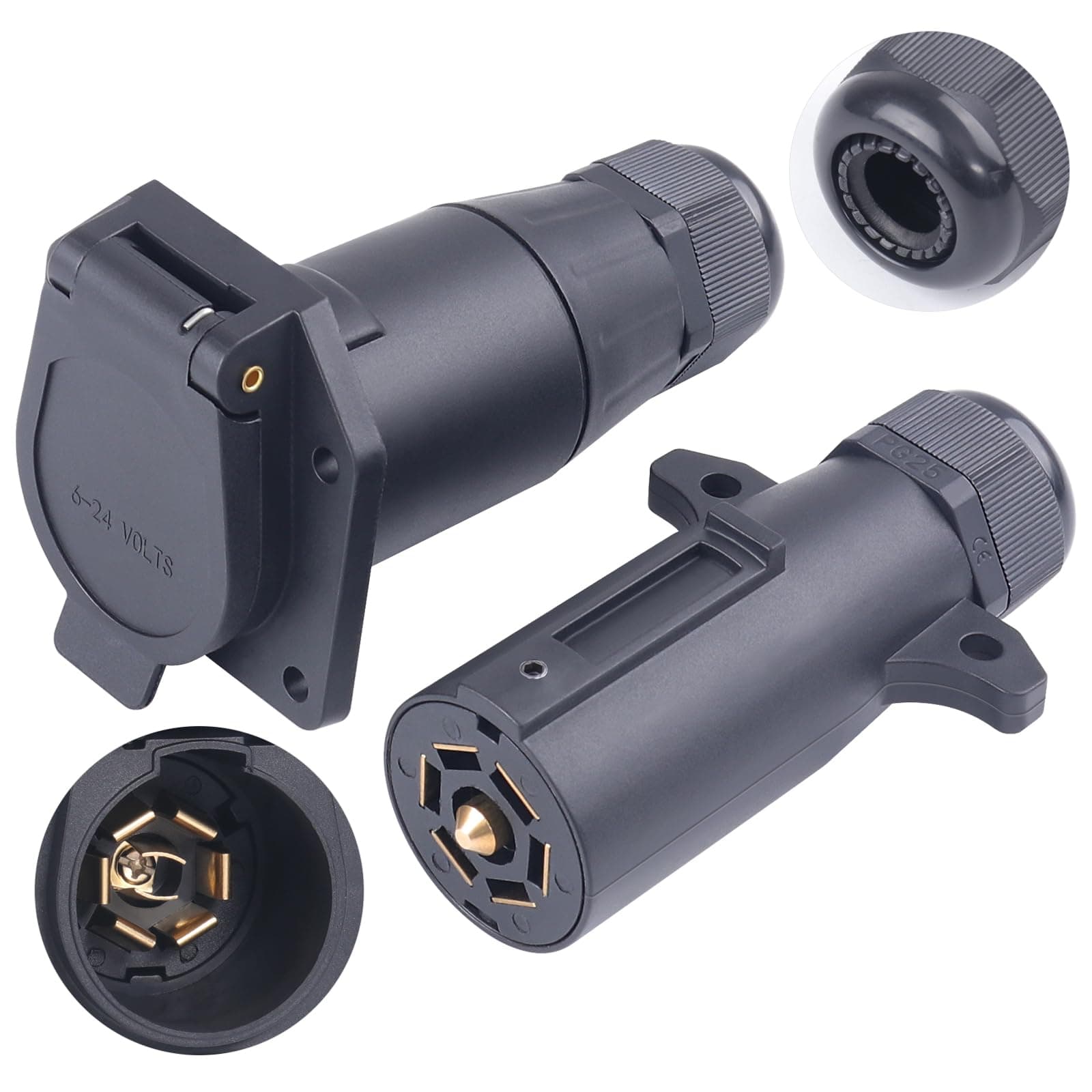 CheeMuii7 Pin Trailer Plug and Socket Kit RV Blade Trailer Wiring Harness Connector 7 Way Vehicle Side Replacement Trailer Plug Socket for Trailer Tow Hitch RV Truck Pickup