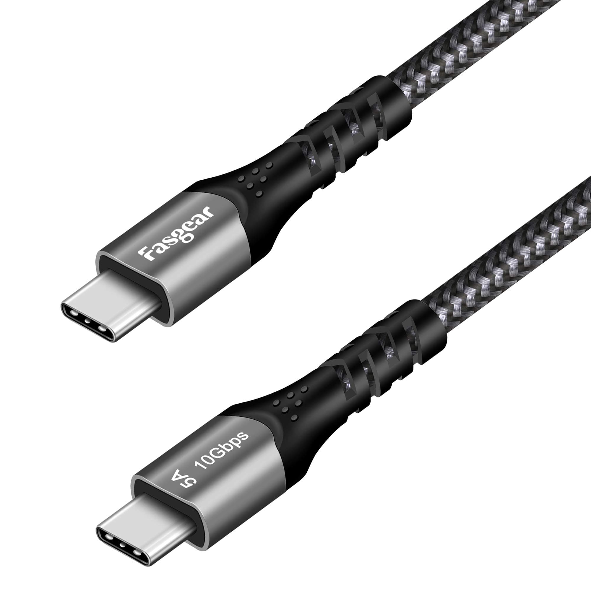 Fasgear USB C to Type C Cable, 1 Pack USB 3.1 Type C Gen 2 Fast Charge Cable, 100W 20V/5A Power Delivery, 10Gbps Data Transfer, 4K@60Hz Video Output, Compatible for Type-C Device (10ft, Black)
