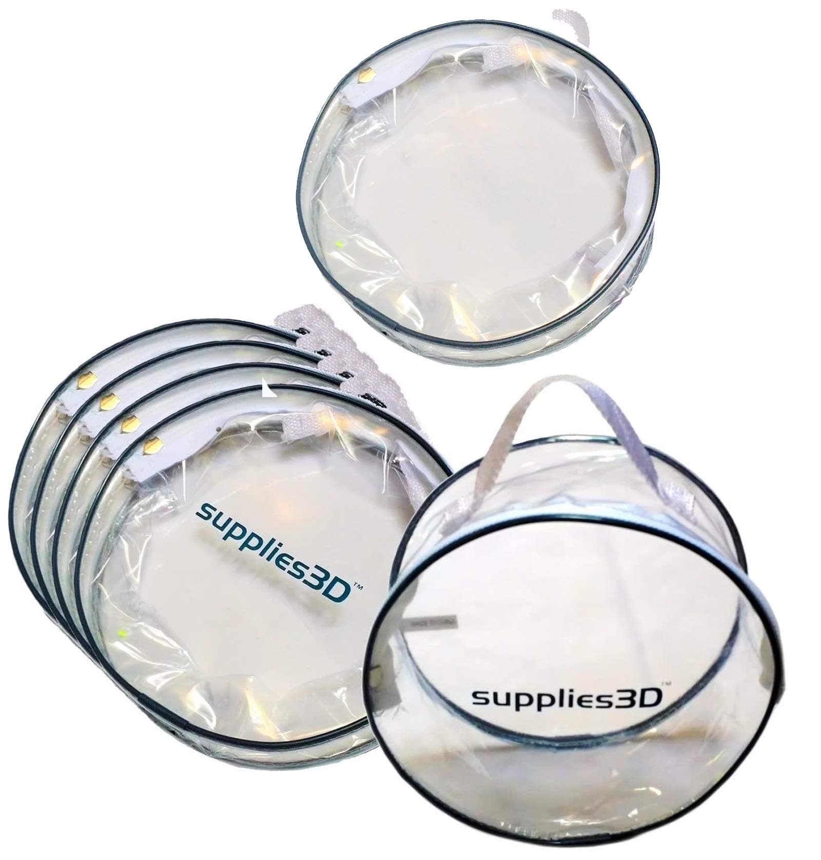 3D Filament Storage Bag- Five pack- Clear Zippered-Plus one larger bag for small parts and pieces. New and improved