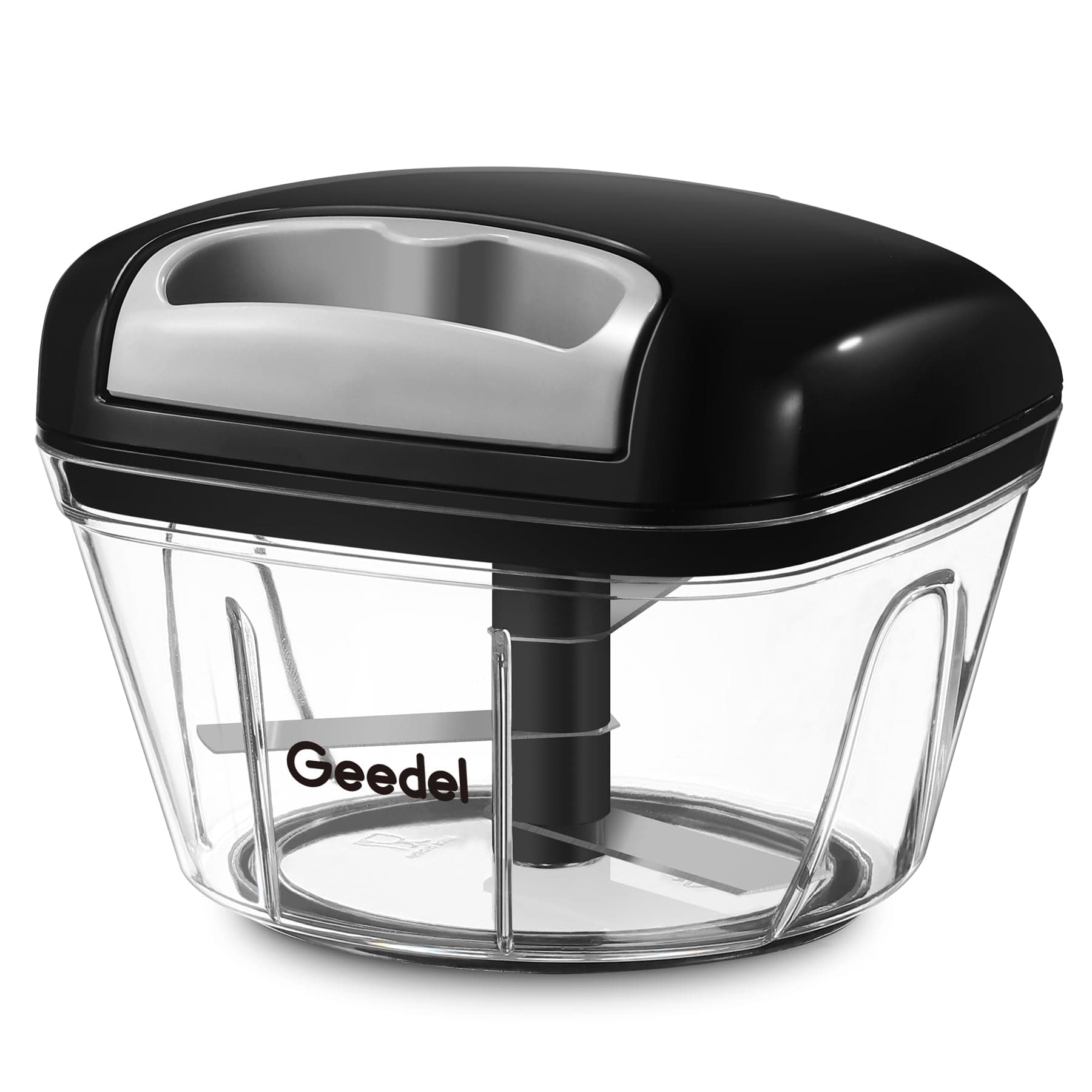Manual Food Processor Vegetable Cutter, Geedel Pull Chopper with String, Food Chopper Vegetable Cutter for Veggies, Fruits, Salad, Onion, Nuts, etc, 2 Cup(500ml), Black