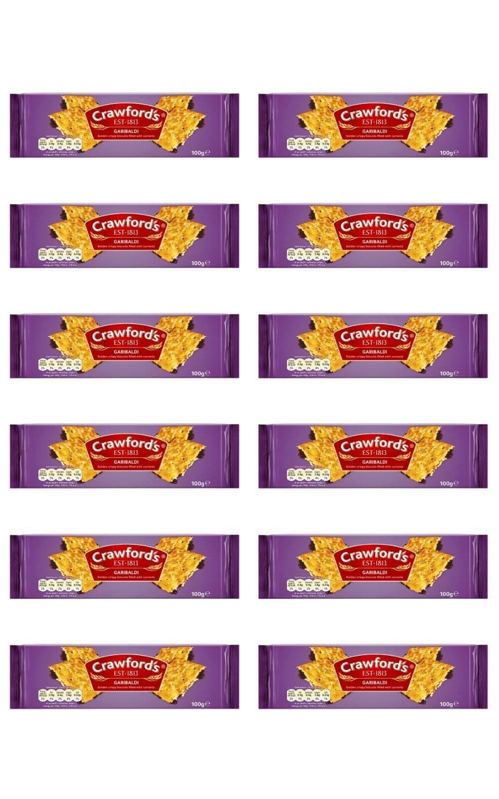 Crawfords Garibaldi Biscuits, 100 Gram (Pack of 12) Two pack