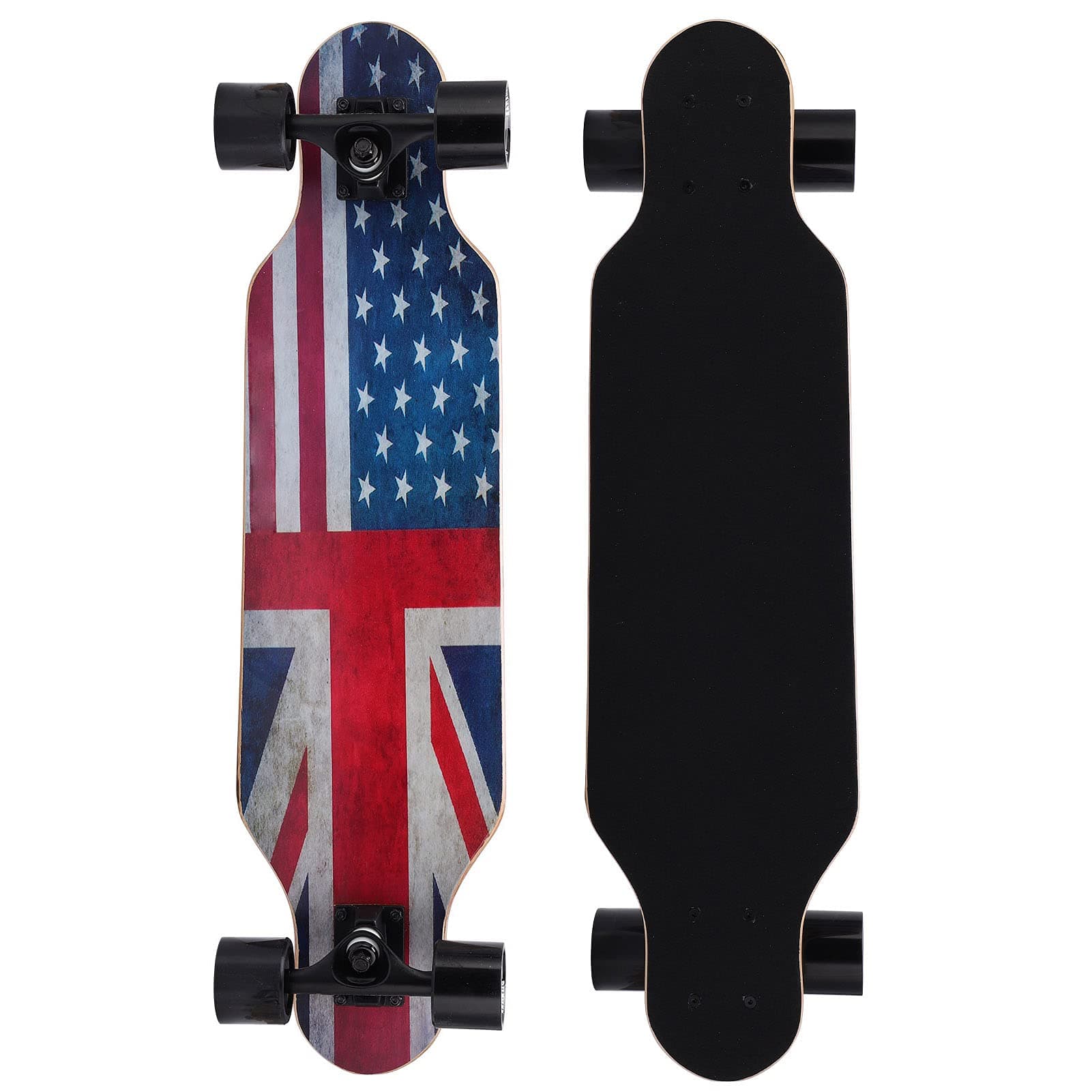 Longboard Skateboard, 8 Layer Maple Complete Skateboard Cruiser, Drop Through Longboard Skate Board for Adults, Teens, Youths, Beginners, Girls and Boys (American