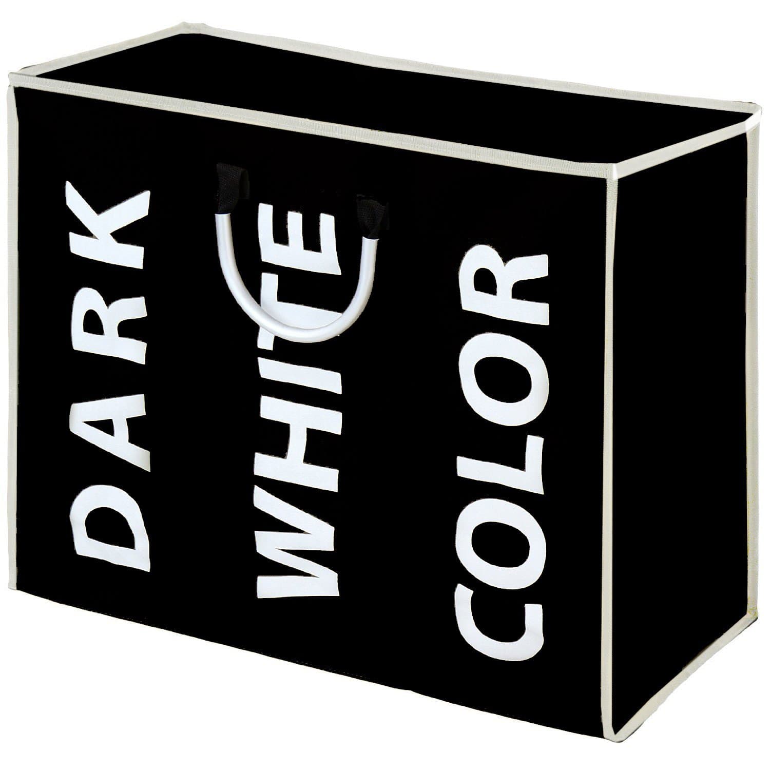 Lado 3 Compartment Black Laundry Hamper Basket Bag