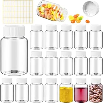 Lamoutor 18Pcs Clear Pill Bottle Plastic Medicine Bottle Empty Reagent Chemical Containers with Caps for Liquid Solid Powder Medicine 80ML
