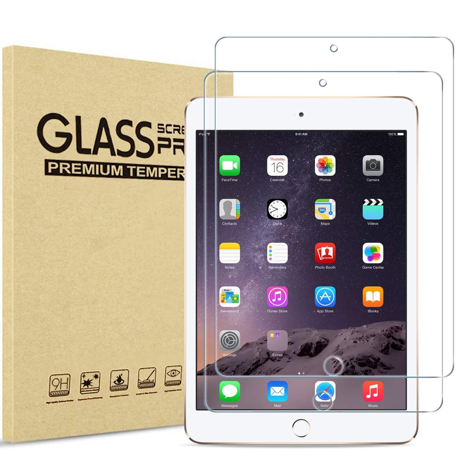 ProCase iPad Mini 1 2 3 Screen Protectors, Tempered Glass Screen Film Guard Screen Protector for 7.9" Apple iPad Mini, Mini 2, Mini 3-2 Pack