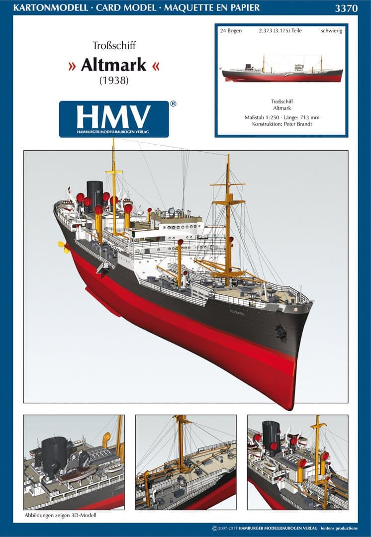 HMV 3370 Card Model Replenishment Tanker Altmark