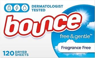 Bounce Free & Gentle Unscented Fabric Softener Dryer Sheets for Sensitive Skin, 120 Count
