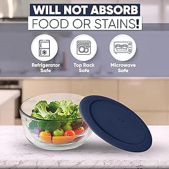 MRX Solutions Replacement Lids for Pyrex Containers (2) 2-Cup (2) 4-Cup (2) 7-Cup (Navy)