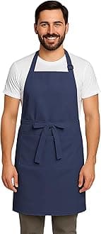 CRASOME Apron for Kitchen | Unisex Cooking Apron with 2 Pockets and Adjustable Straps | Apron for Chef, Hotel, Cafe, Restaurant, Gardening, Workshop