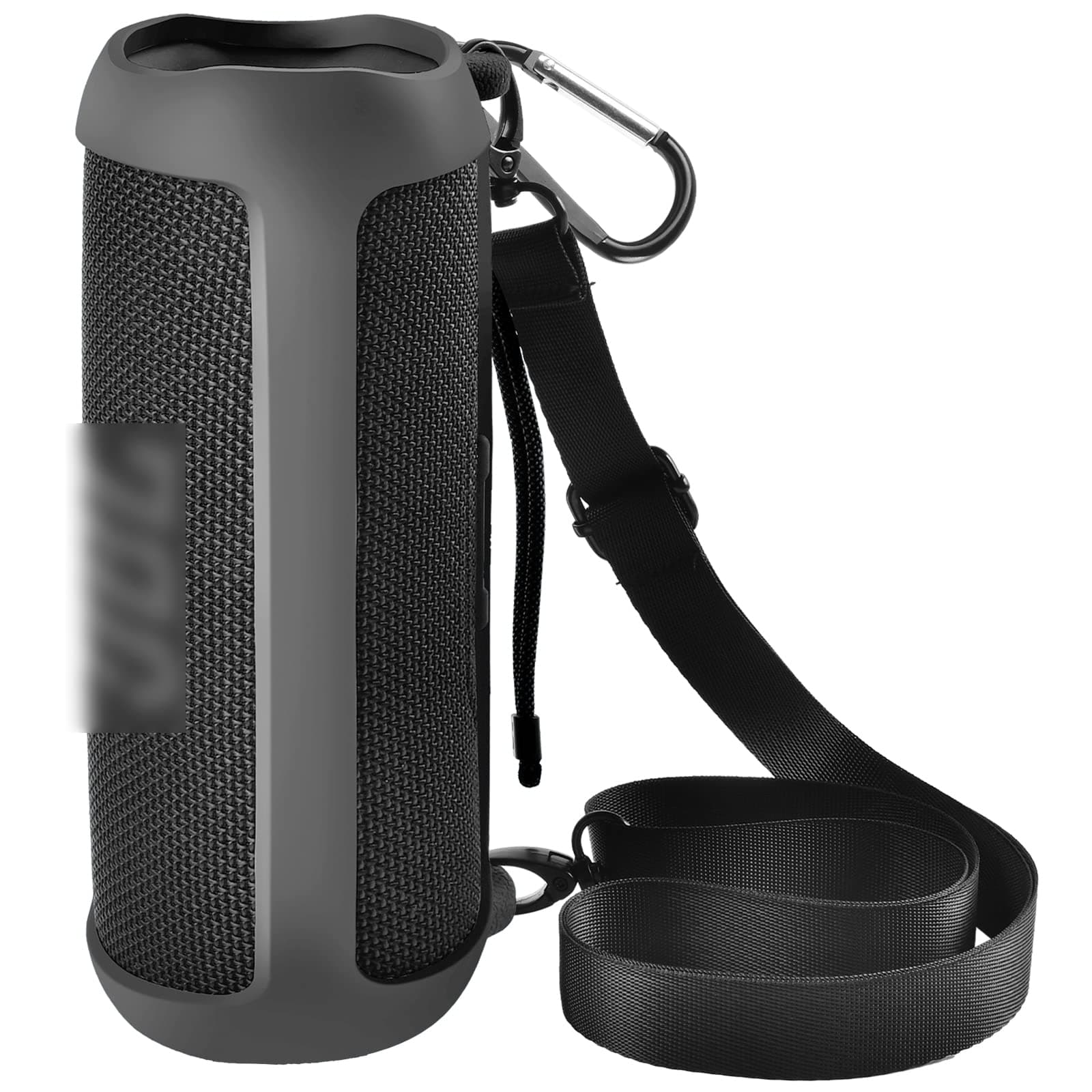 Silicone Case for JBL FLIP 6 Waterproof Portable Bluetooth Speaker, Gel Soft Skin Rubber Cover, Travel Carrying Storage Bag Pouch with Shoulder Strap and Carabiner - Black