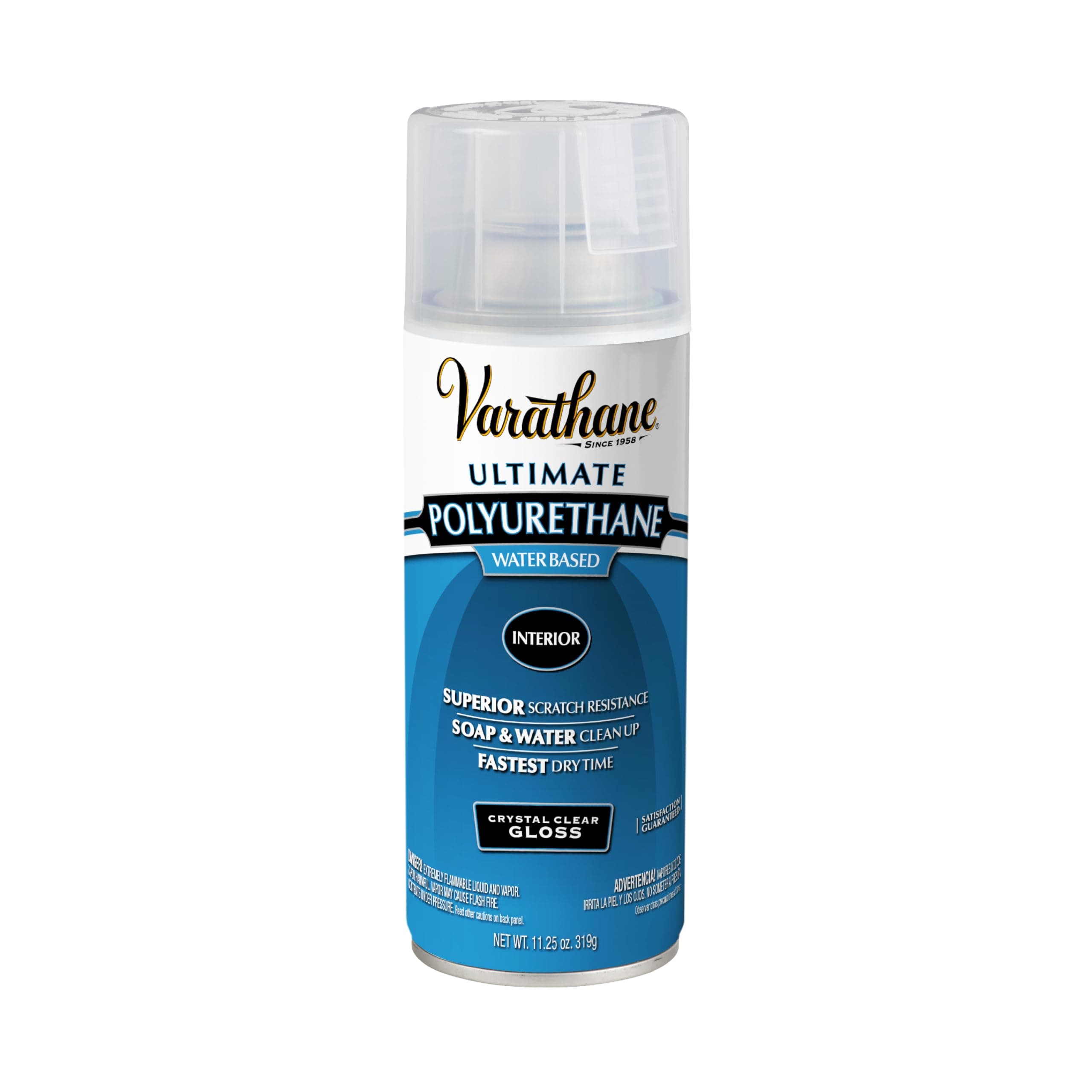 Varathane Water-Based Crystal-Clear Ultimate Polyurethane Spray | Interior Wood Protection | Fast Dry Time | Easy Clean Up | Gloss | 11.25 oz