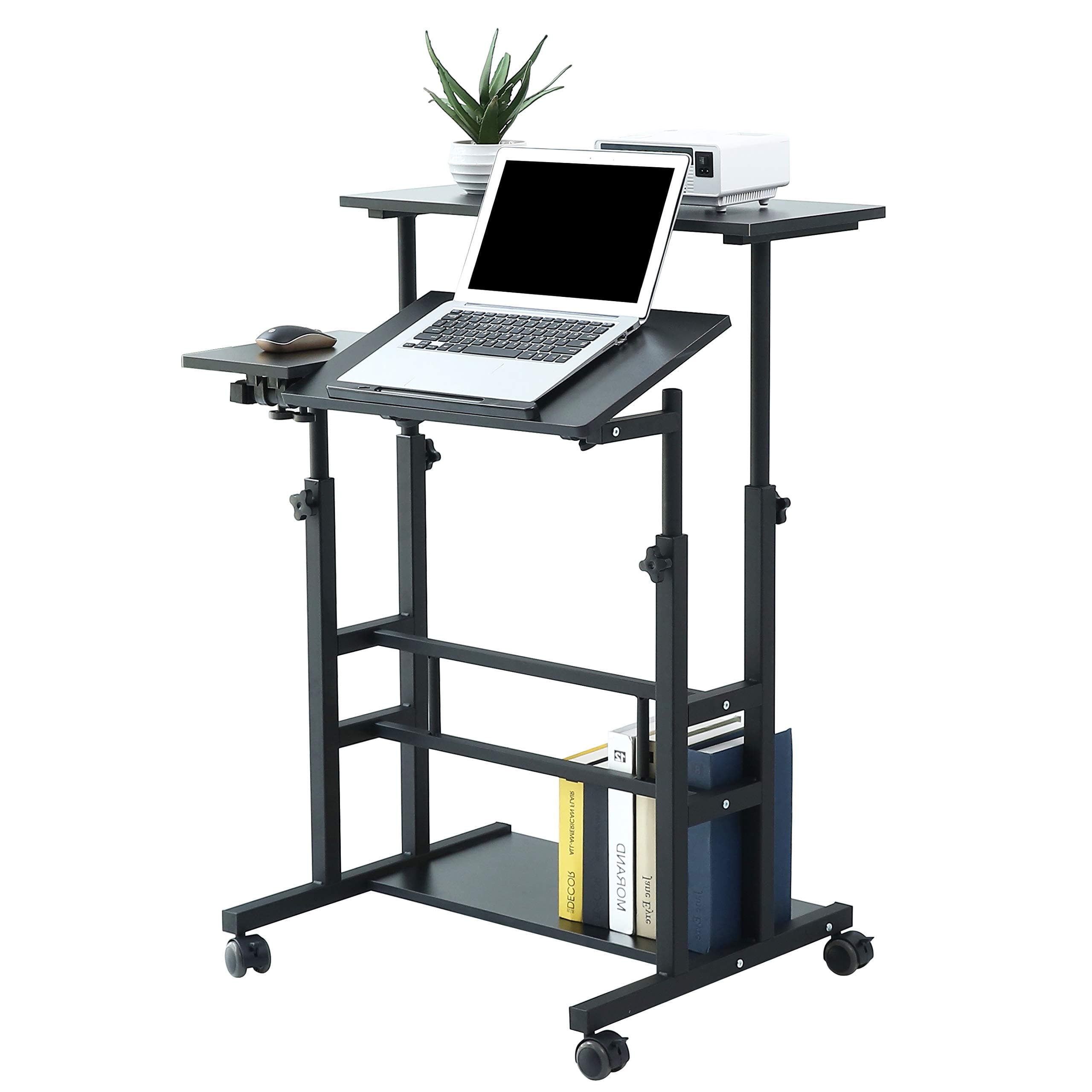 UNICOO Portable Standing Desk on Wheels, Height Adjustable Mobile Workstation, Versatile for Home Office, Rolling Sit to Stand Design, Ergonomic - (U101-B)