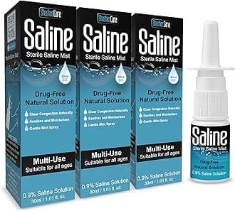 Saline Spray for Nose - Nasal Spray Saline Solution for Newborn, Baby & Adults, Salt Water Decongestant Mist for Stuffy Nose, Travel Friendly, Natural, 0.9% Saline - 30 ml (Pack of 3)