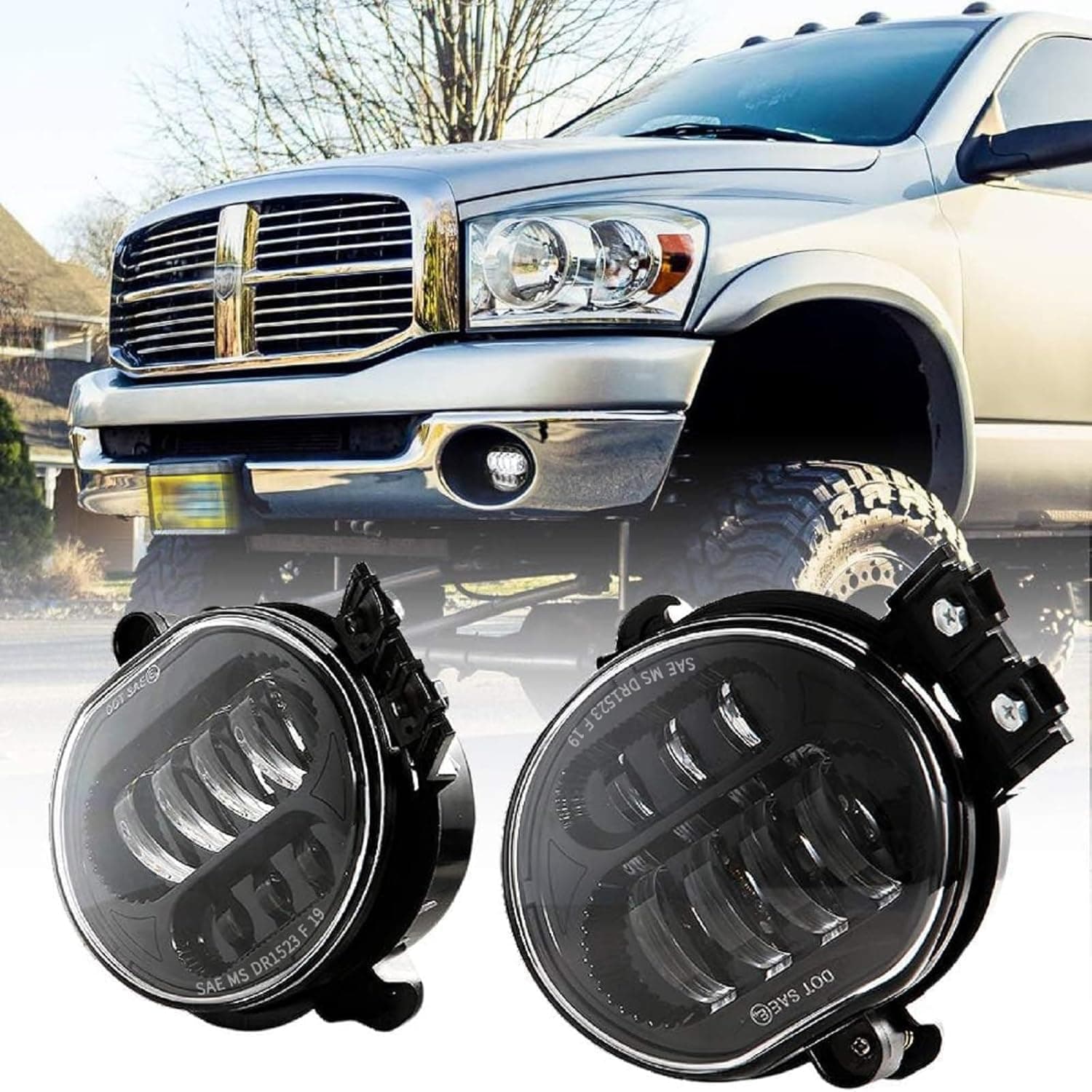 BICYACO New Version LED Fog Light Compatible with Dodge Ram 1500 2002-2008 Dodge Ram 2500/3500 Pickup Truck 2003 2004 2005 2006 2007 2008 2009-1 Pair Black
