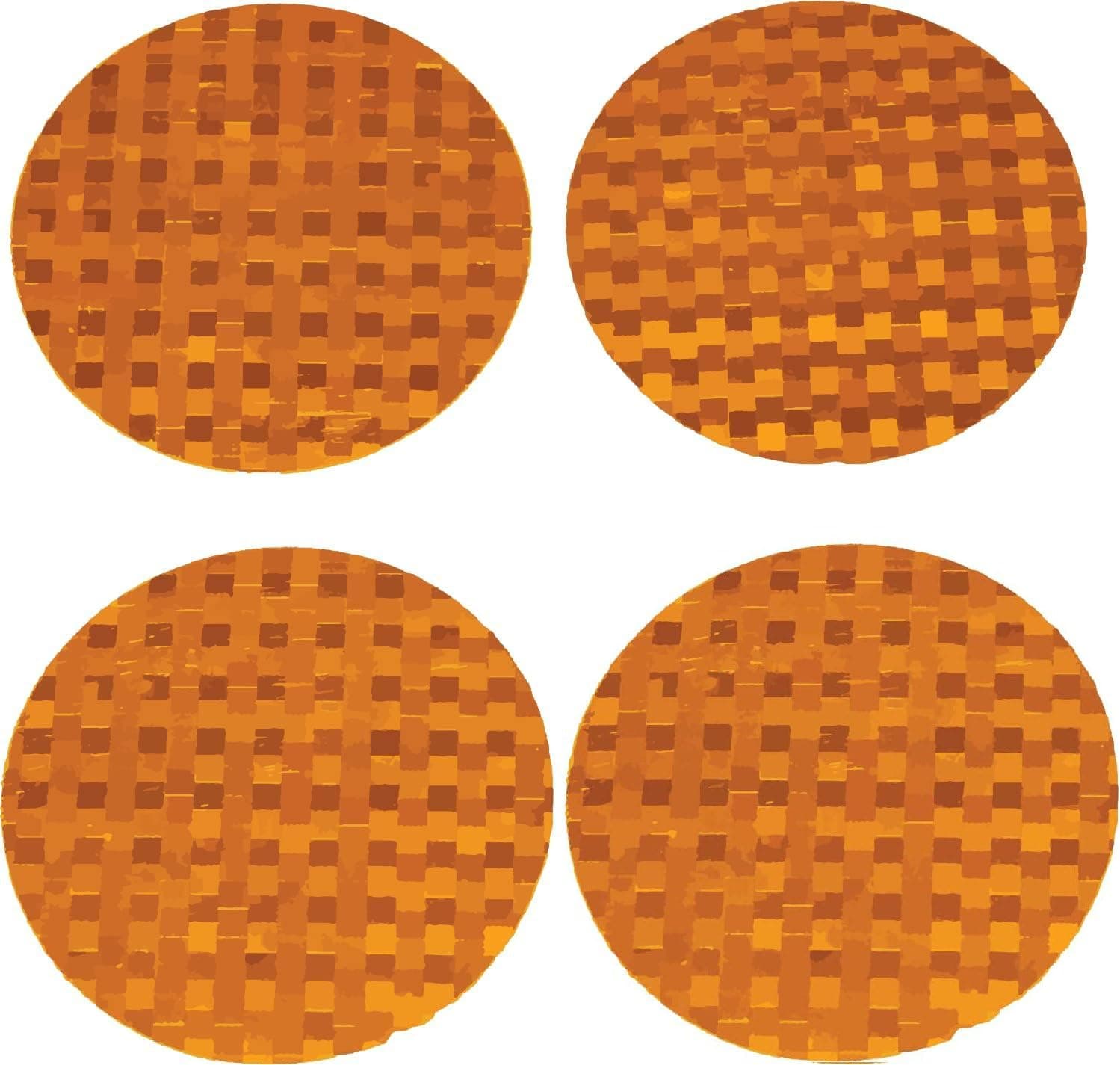 LiteMark DOT-SAE Amber Dot 3 Inch Round High Reflective Prismatic Lenses with Durable Protective Transparent Layer for Safety and Increased Visibility (Pack of 4 Reflectors)