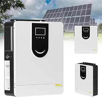 Inverter 48V 6200W Pure Sine Wave, Hybrid Solar Inverter with 120A MPPT Solar Charge Controller + AC Charger, LCD Display, PV Array MPPT Voltage Range 60-450VDC