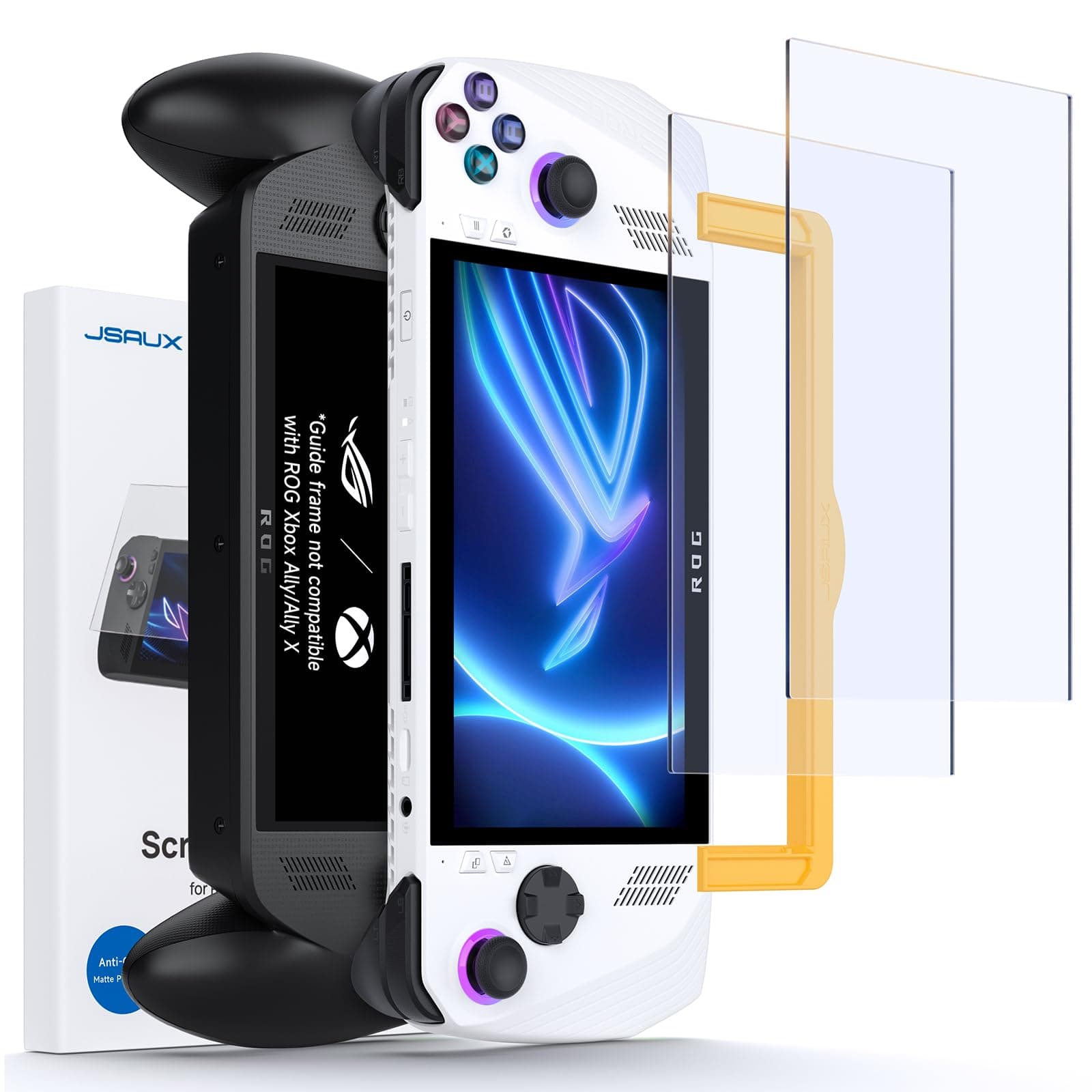 Screen Protector for ROG Xbox Ally/ROG Xbox Ally X (2025) / ROG Ally 2-Pack, Anti Glare 9H Hardness Tempered Glass with Guiding Frame, 7 inch Anti-Scratch Screen Protector for ASUS ROG Ally X