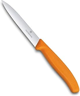Victorinox 6.7736.L9 Swiss Classic Paring Knife for Cutting and Preparing Fruit and Vegetables Serrated Blade in Orange 3.9 inches