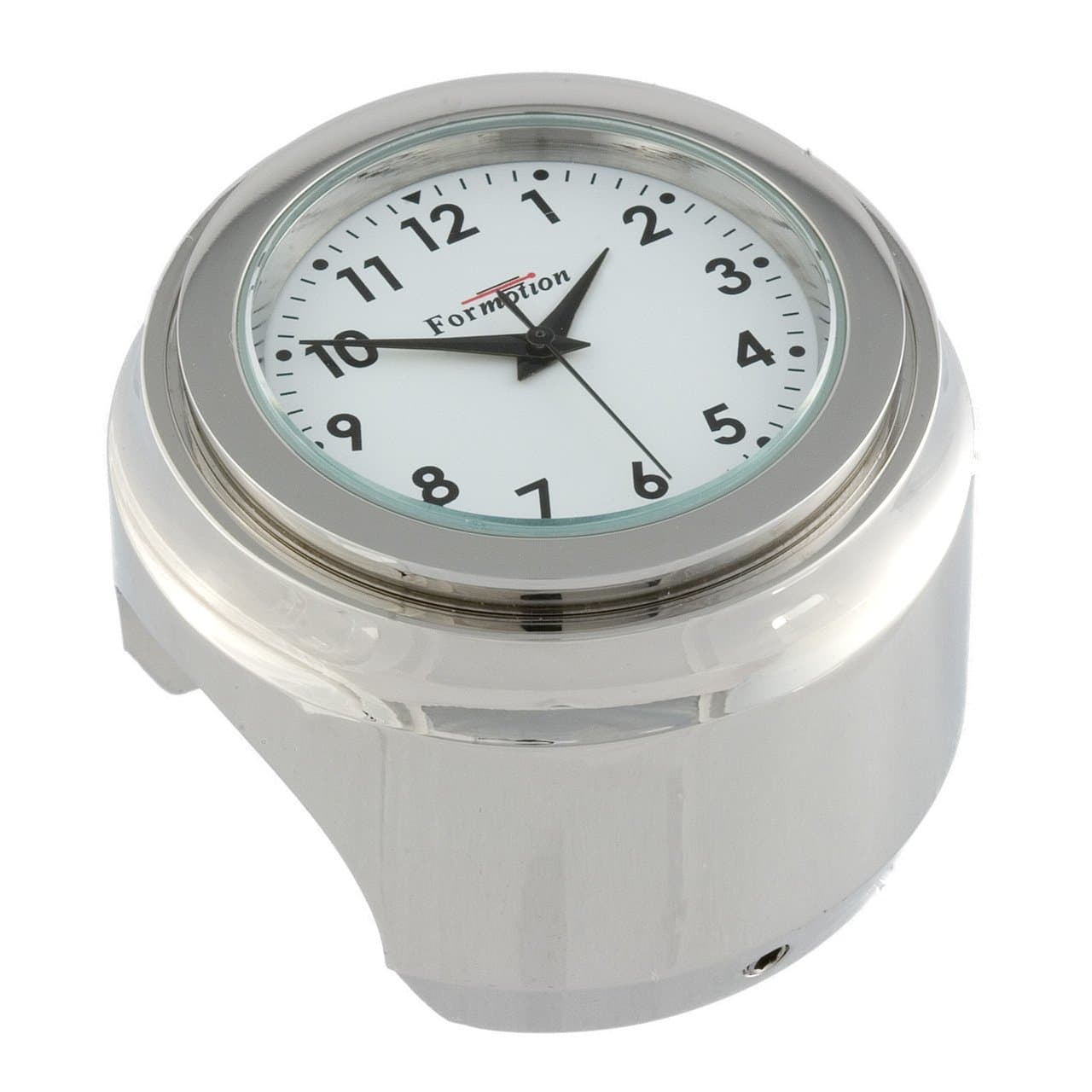 Formotion CM-10100 White C-Mount Shape Handlebar Mount Clock with Alloy Case for 1" Handlebars