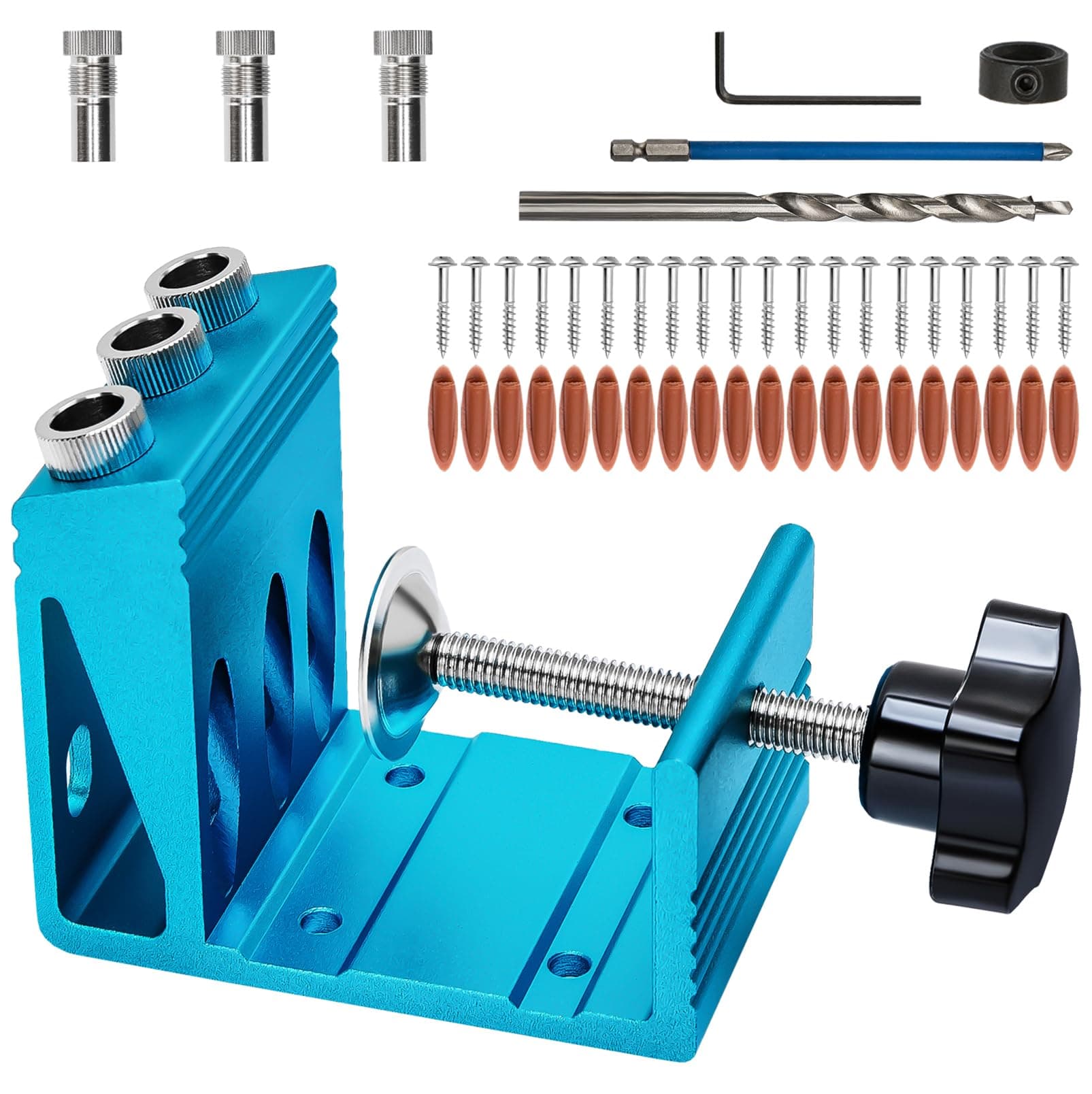 Pocket Hole Jig Kit All-in-One System 3 Drill Guide Joint Angle Tool Dowel Drill Joinery Screw Kit DIY Woodworking Tools Carpentry Locator