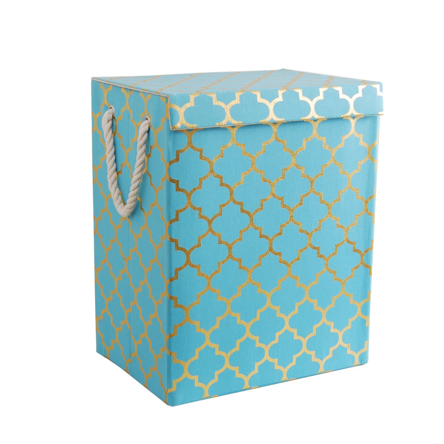 Mayspring Large Rectangle Storage Box, Foldable Fabric Storage Basket Bin, Collapsible Design with Handles for Washing Laundry, Toys, Clothes, DVDs, Books, Food, Bedding, Art and Craft for Home & Office (Light Blue)