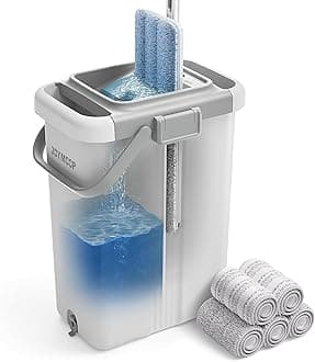 JOYMOOP Mop and Bucket with Wringer Set, Flat Squeeze Mop with Bucket (X-Larg...