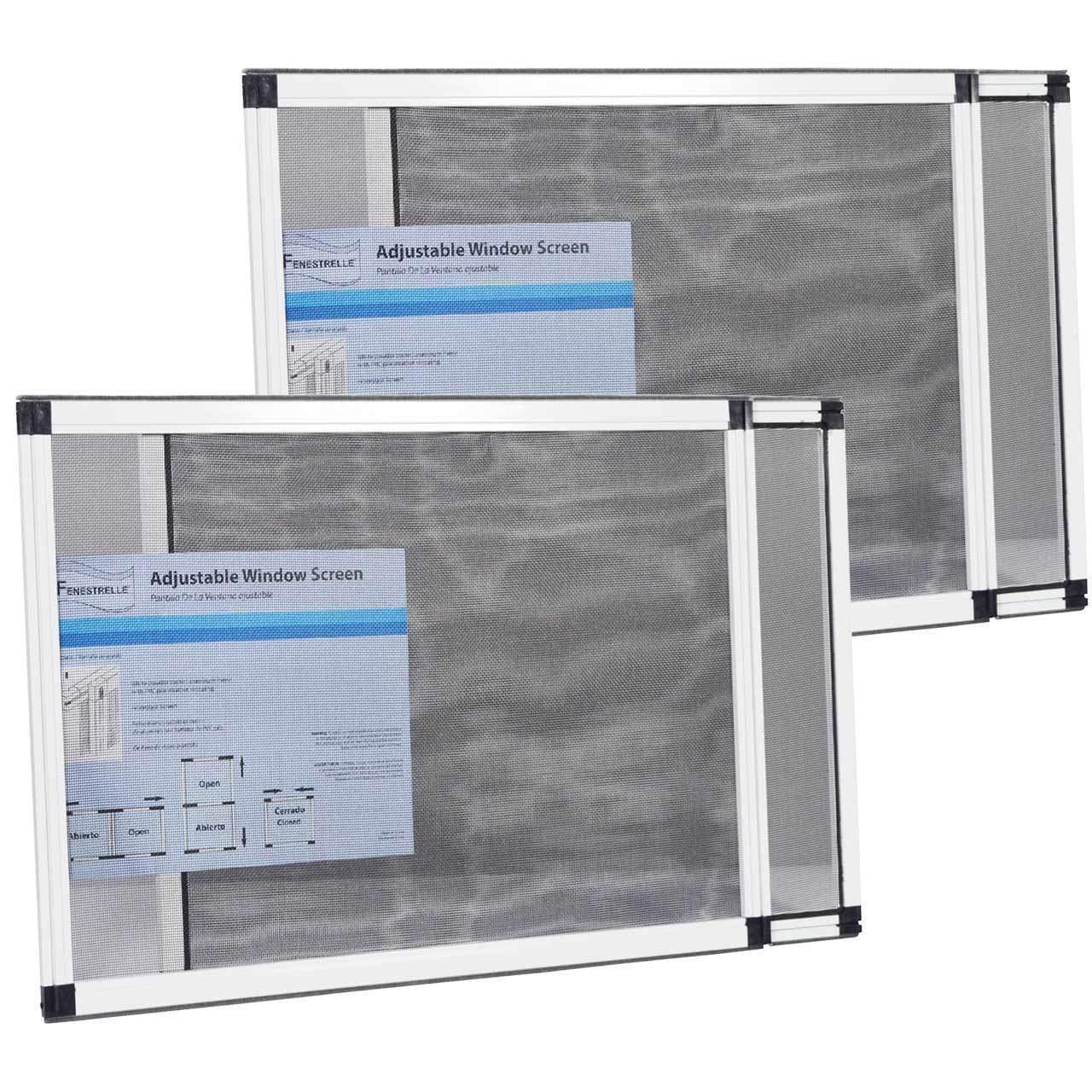 Fenestrelle Expandable Window Screen, 2 Way Adjustable, Horizontal (38cm H x 53cm-101cm W) or Convert to Vertical (53cm H x 38cm-71cm W), Insect Fly Screen for Windows, 2 Pack of Medium Screens