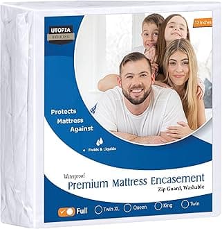 Utopia Bedding Premium Zippered Mattress Encasement - Waterproof and Bed Bug Proof Mattress Protector - Six-Sided Mattress Cover (Full, 12" Deep)