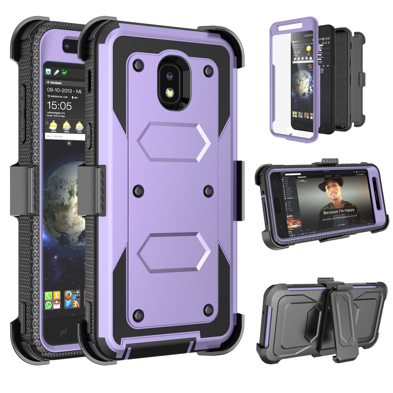 Tinysaturn Samsung Galaxy J3 2018 Case, for Galaxy J3 Eclipse 2/J3 Orbit/J3 Achieve Case, [Yvenus] Heavy Duty Shockproof Holster Belt [Built-in Screen Protector] Kickstand Cover 1102-2949