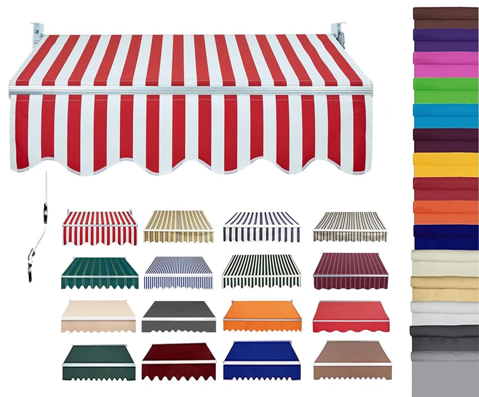 Retractable Patio Awning Replacement Fabric (Without Frame) Waterproof Shade Sun Shade Awning Cover Outdoor Patio Canopy Sunsetter Deck Awnings Polyester(D,(8.2x6.5ft))