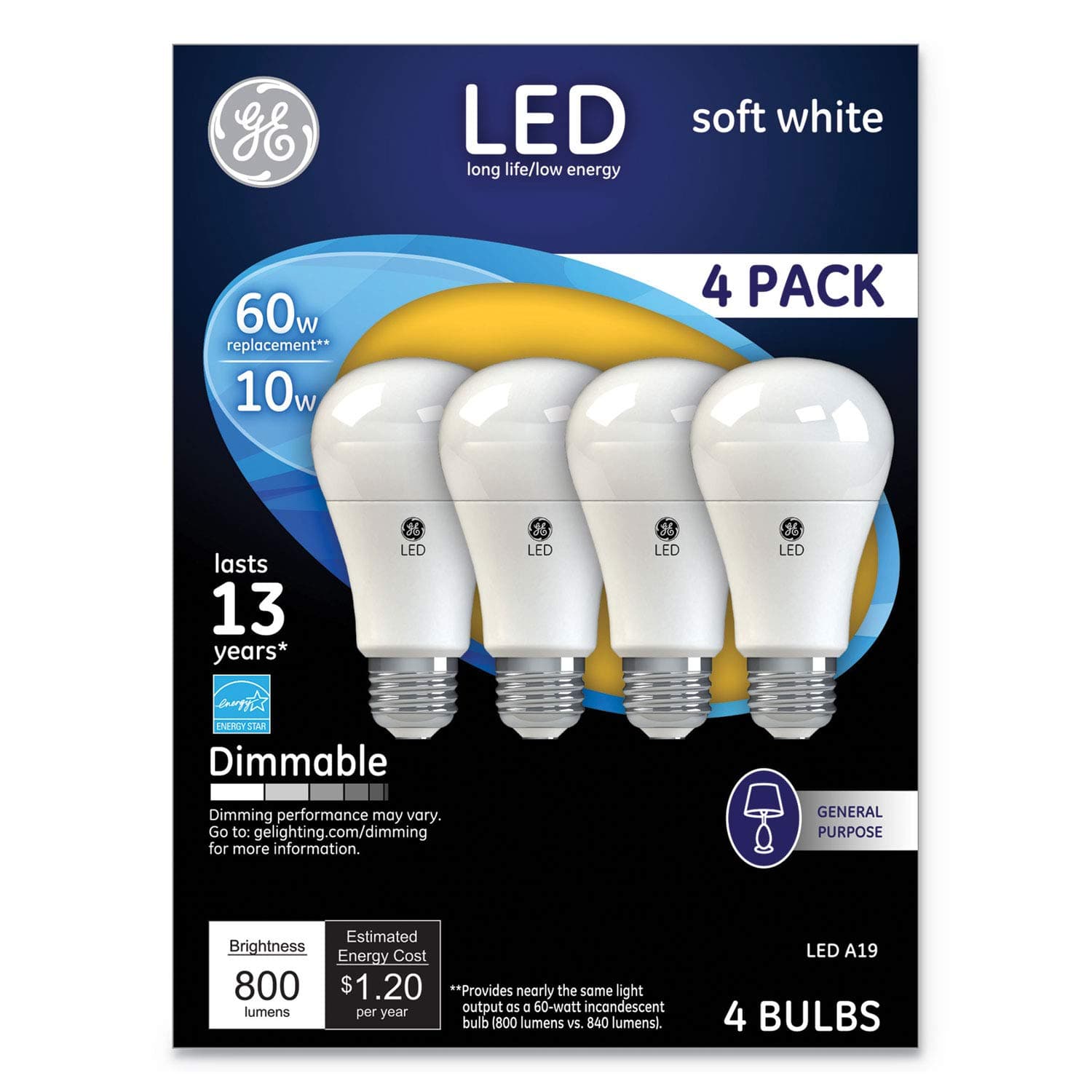 GE Lighting 67615 Lighting Bulb 4-Pack Soft White