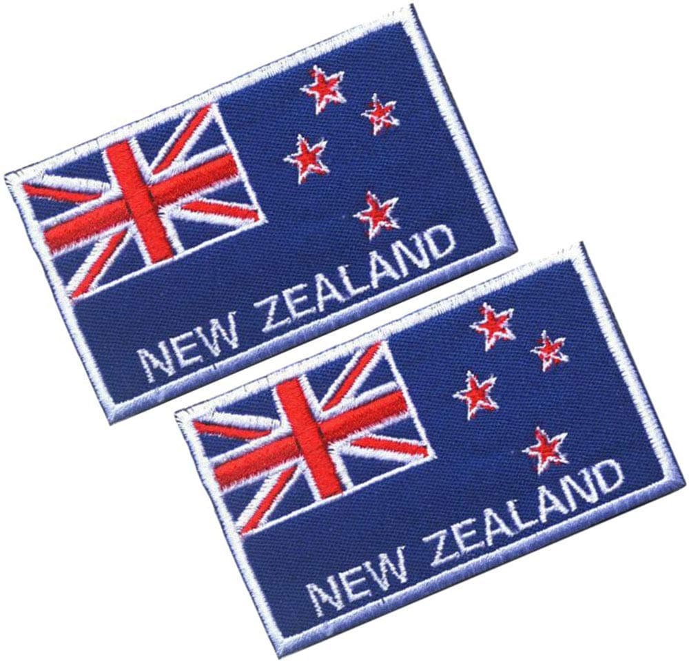 HFDA 2 Piece Different Country Flags Patch - Tactical Combat Military Hook and Loop Badge Embroidered Morale Patch (New Zealand)