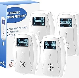 Ultrasonic Pest Repeller 4-in-1 Plug in Frequency Conversion Technology Pest Control Electronic Pest Repellent For Indoor and Outdoor Efficient Repelling Pest, Safe for Human & Pets (4 Pack, White)
