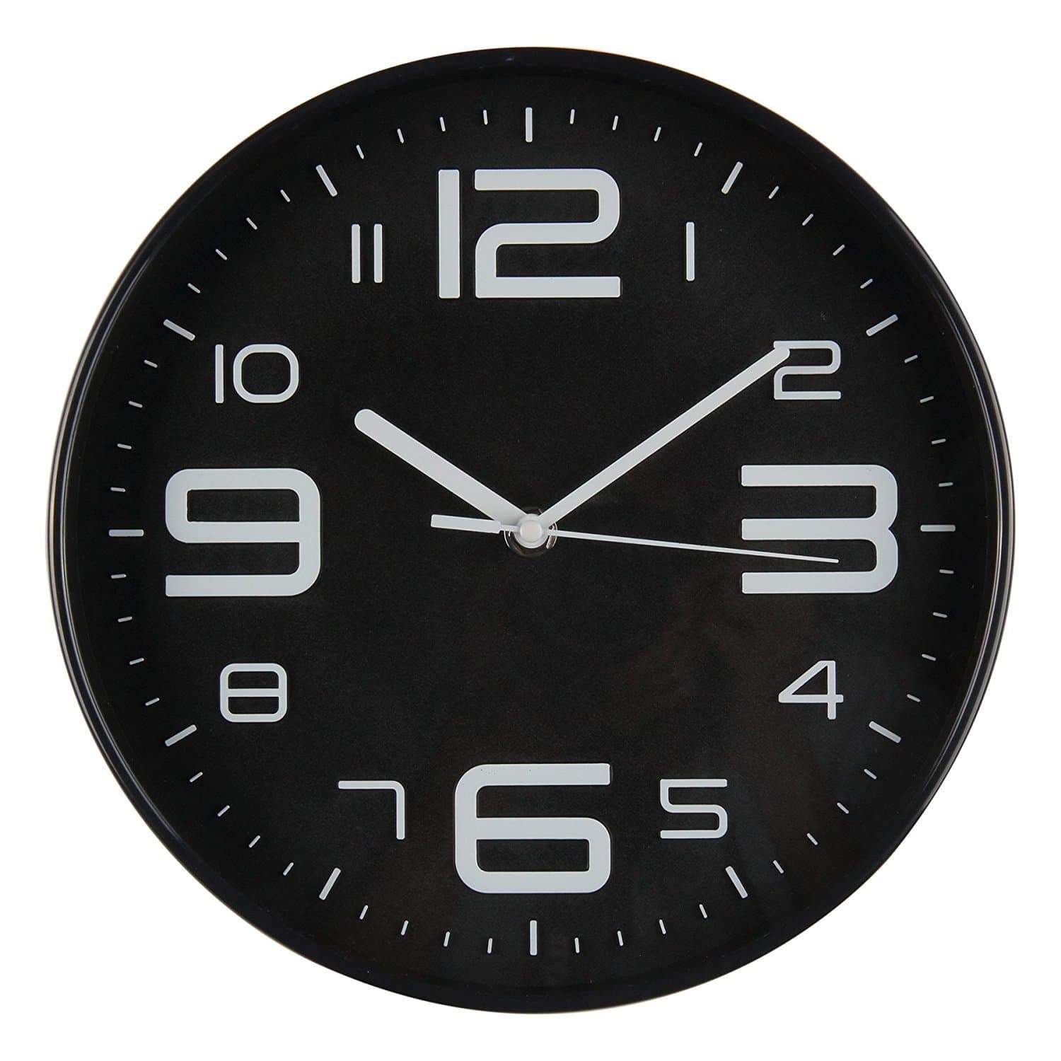 SonYo Indoor Big 3D Number Silent Wall Clock Quiet Sweep Movement Wall Clocks Battery Operated 10 Inch Black Profile