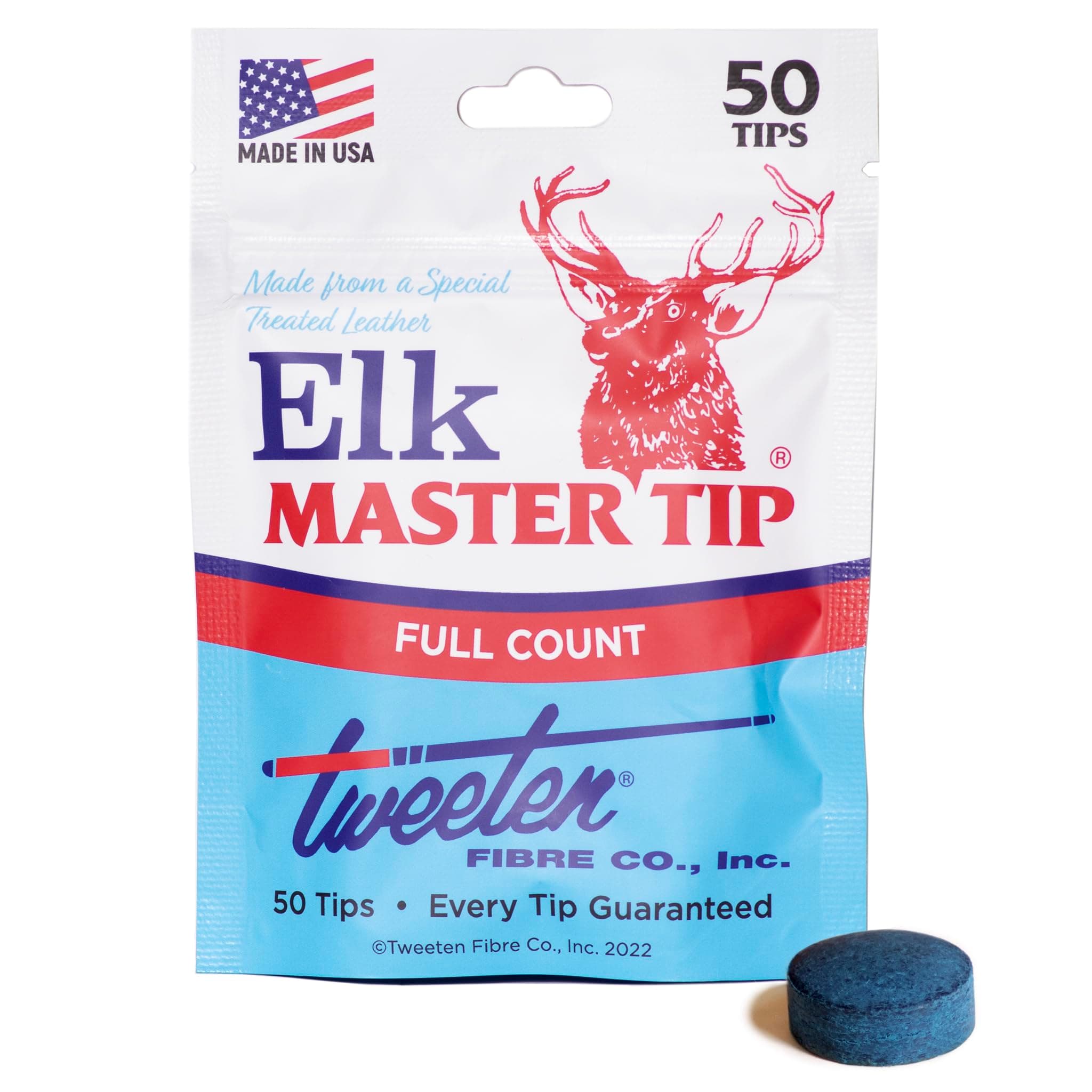 Tweeten Elk Master Billiard Pool Cue Tips - 1 Package - 50 Tips - Choose Your Size