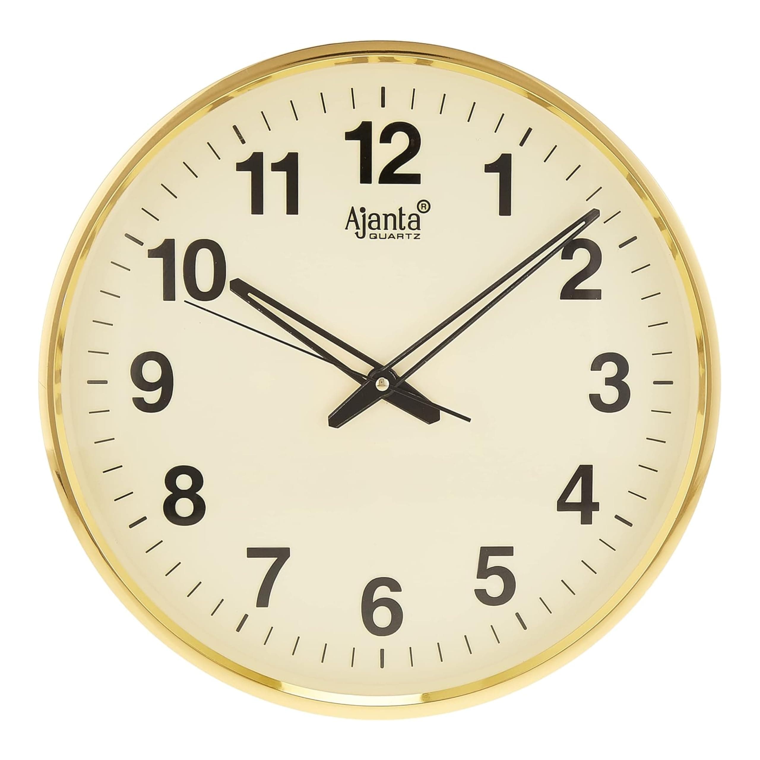 Quartz Wall Clock (32 Cm X 32 Cm X 3.5 Cm, Gold, Plastic)