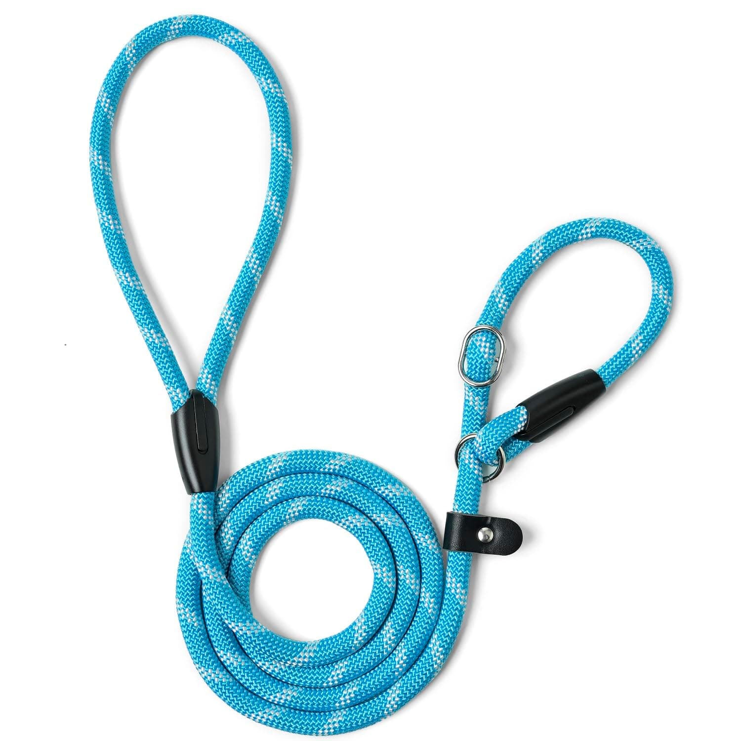 WePetDog Training Slip Leash, No Pull, Durable Reflective Lead, Puppy Heavy Duty Loop Rope, Comfortable Handle, 6 ft, 1/2 inch, diam. Blue/White