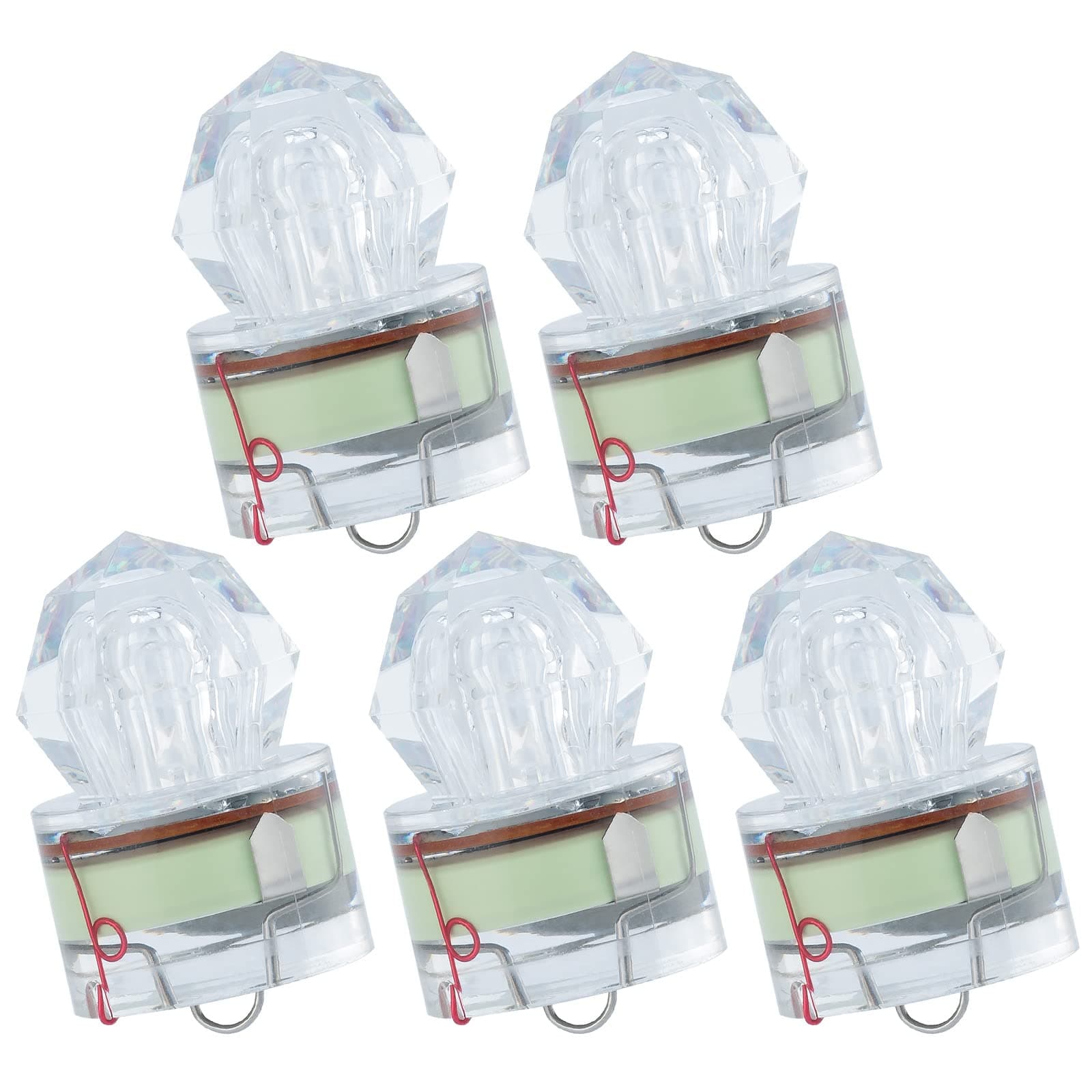 Dr.Fish 5 Pack LED Deep Drop Fishing Lights Diamond Lights Water Activate LED Lighted Lures Deep Drop Rig Fishing Flashers Hablibut Tuna Swordfish