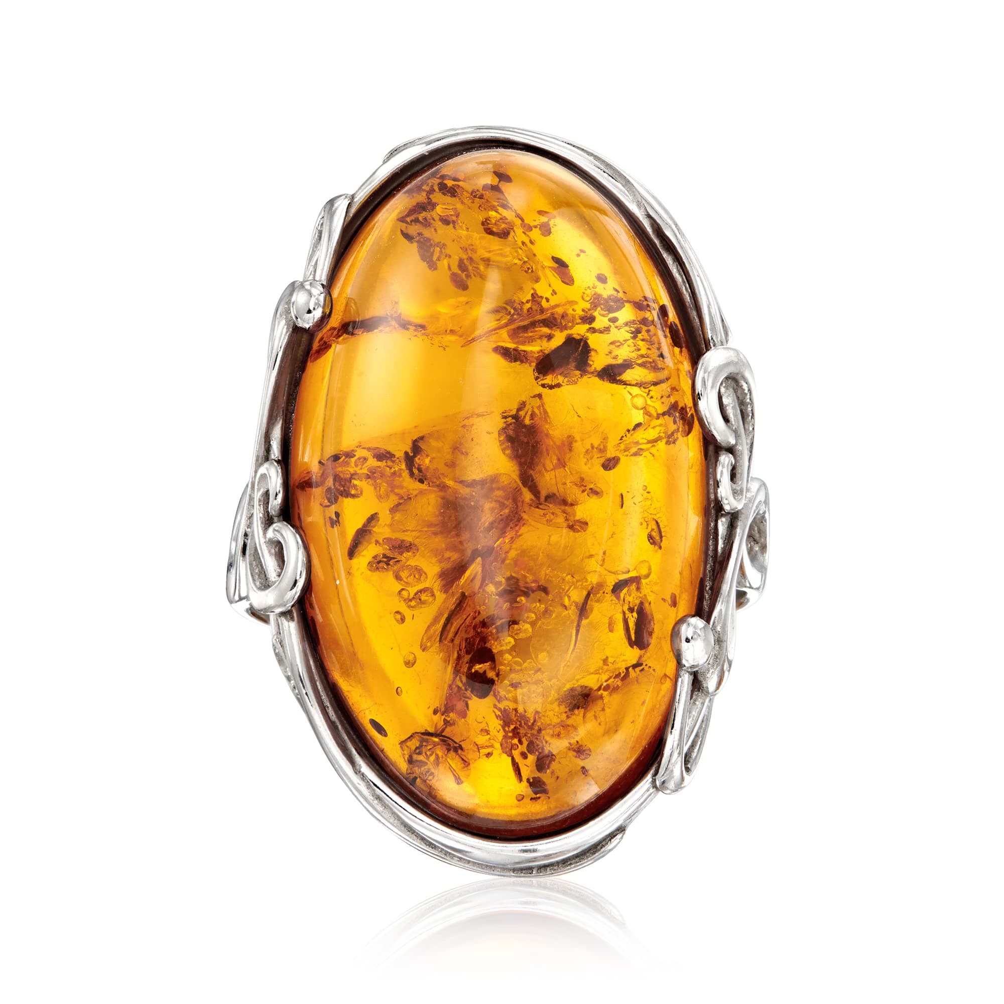 Ross-SimonsOrange Amber Ring in Sterling Silver