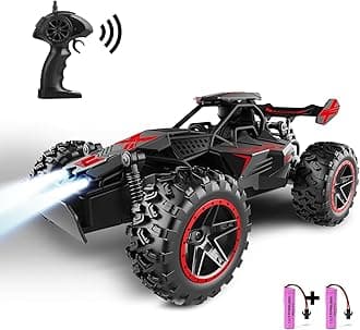 Remote Control Cars for Kids Age 3 4 5 6 7+,2.4Ghz RC Car with LED Lights,15+ KM/H High Speed RC Monster Trucks for Boys Toys,2WD Toy Car for Christmas Birthday Girls Boys Gifts Black Red