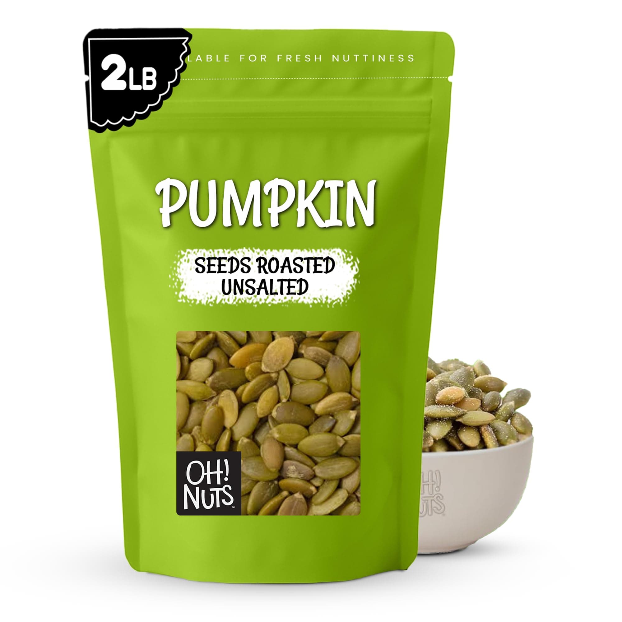 Pumpkin Seeds - Roasted Unsalted - 2 lb - No Shell Pepitas - Packed in New York Zip-Seal Bag for Exceptional Freshness