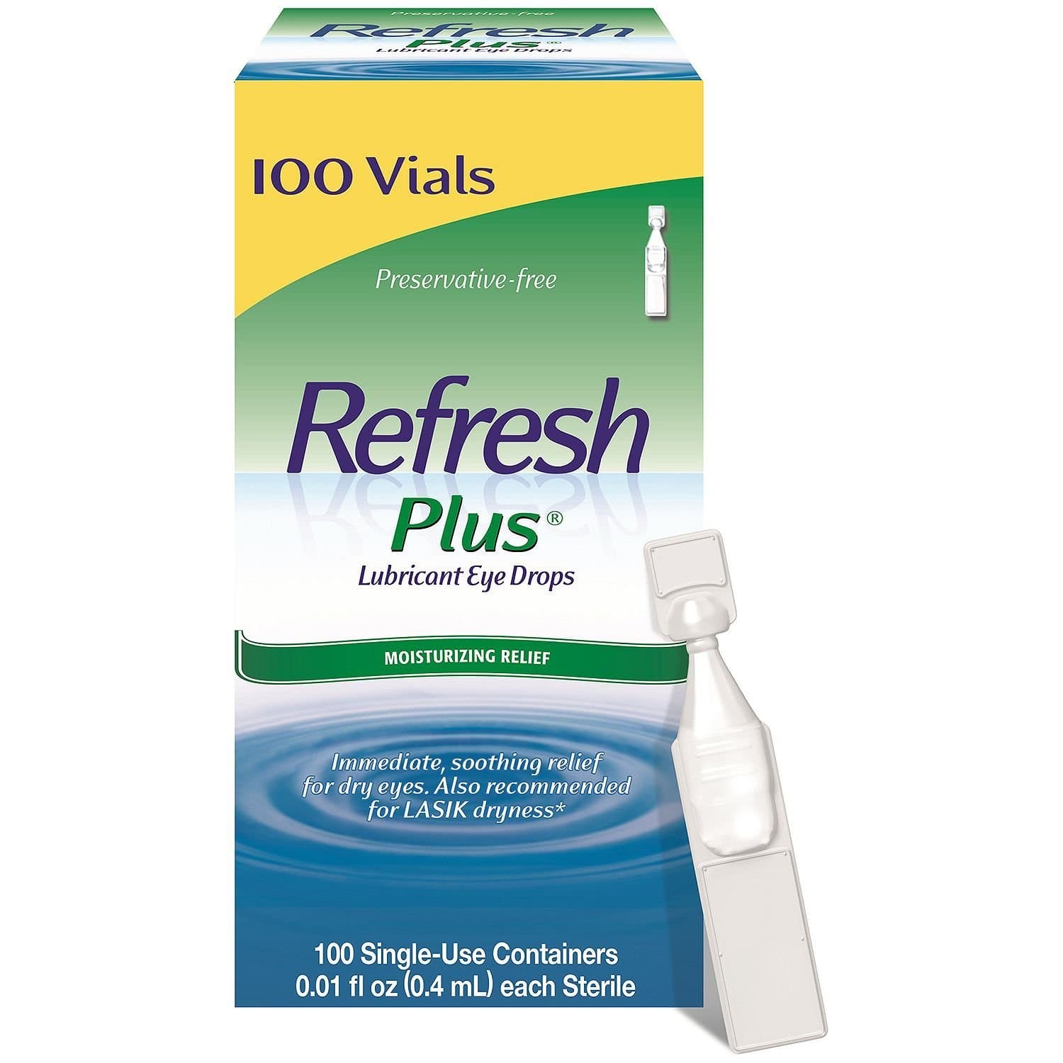 llegran Refresh Plus Lubricant Eye Drops Preservative/Free Vials for post-LASIK dryness. (0.4 mL) Single-Use Containers- each Sterile. 2 Pack (100 Count ) = 200 Total.