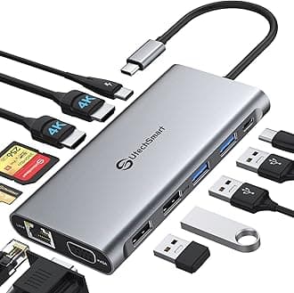 UtechSmart USB C Docking Station Triple Monitor - Universal Laptop Docking Station 12 in 1 for Thunderbolt 3/4, USB C Dock with USB 3.0 and 4K HDMI for MacBook Pro/Air/M1/M2 & Windows