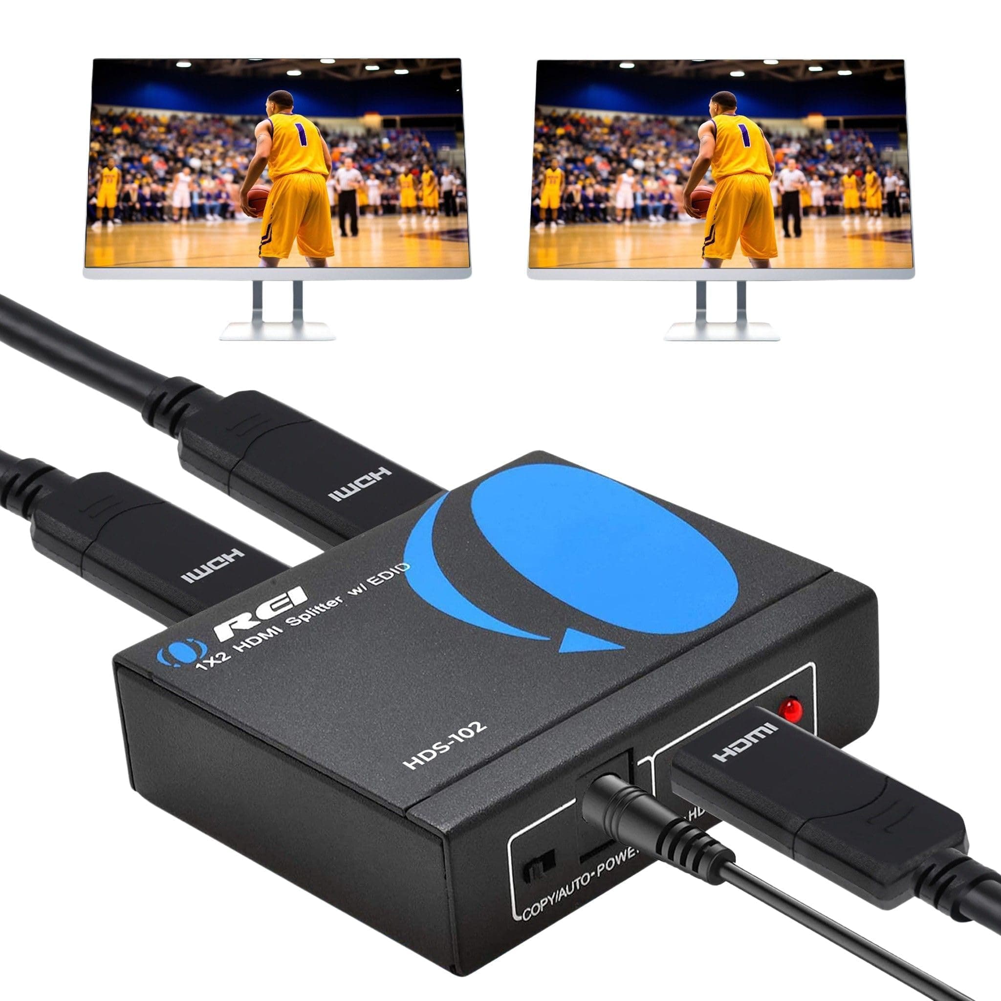 4K 1 in 2 Out HDMI Splitter Duplicate/Mirror Only UltraHD 4K @ 30 Hz 1x2 Will NOT Bypass HDCP HDMI Supports 3D Full HD 1080P for Xbox, PS4 PS3 Fire Stick Blu Ray Apple TV HDTV - Adapter Included