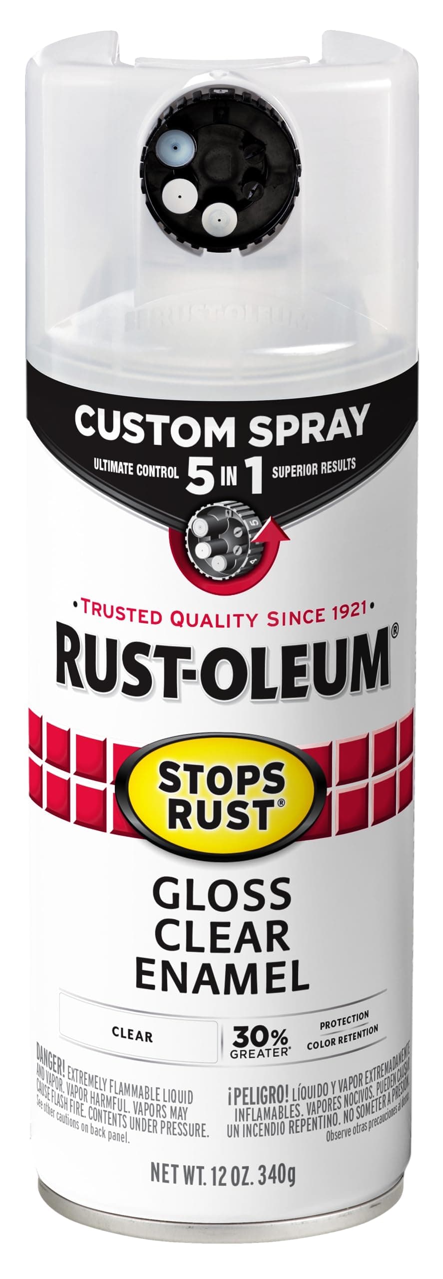 376885 Stops Rust Custom Spray 5-in-1 Spray Paint, 12 oz, Gloss Clear
