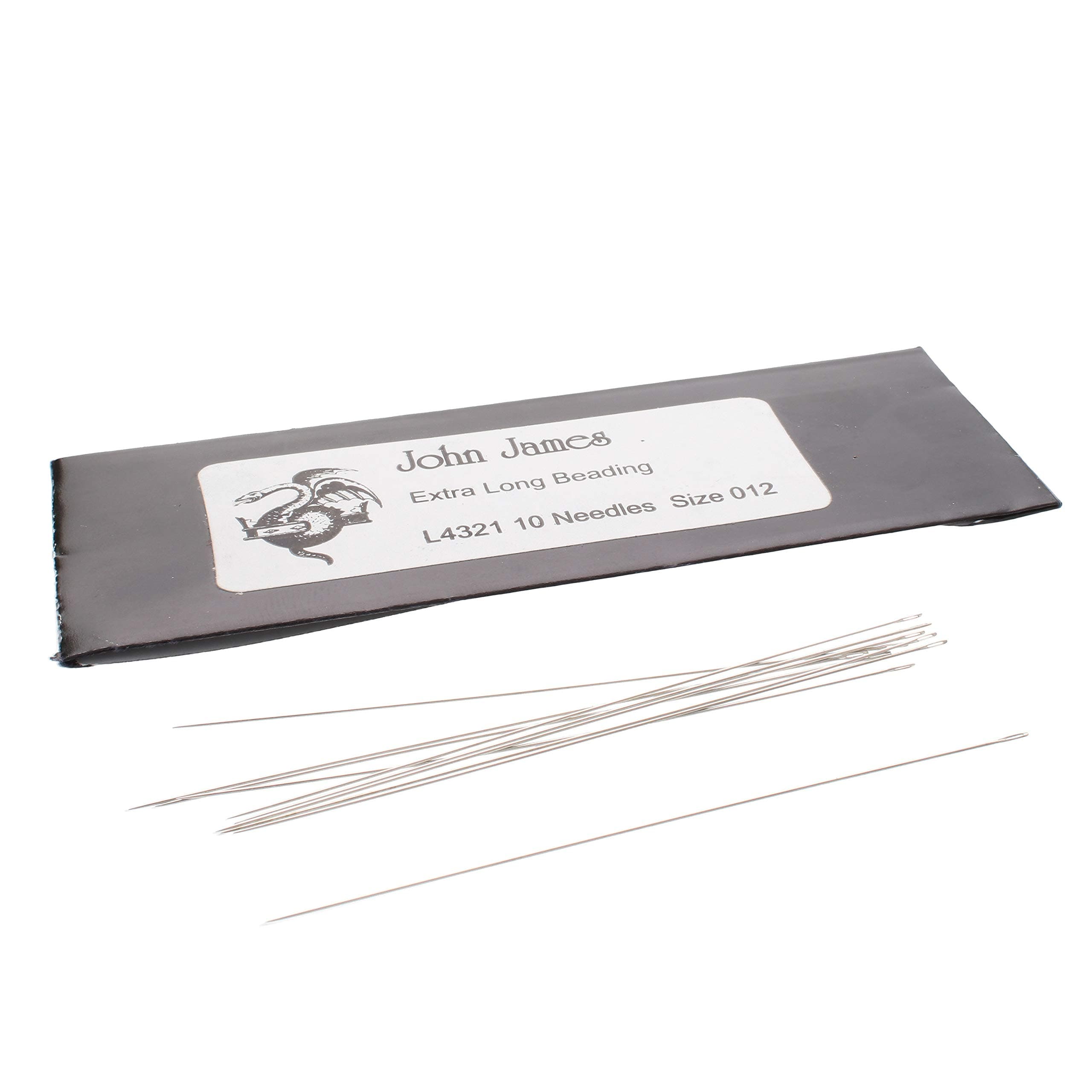 John James Extra Long Pearl Stringing Needles, Size 12, 10 Needles per Pack, Made in England, Use for Loom Weaving Beadwork, Pearl stringing and Jewel...